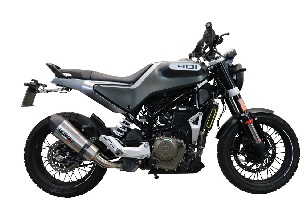 Exhaust compatible with Husqvarna Svartpilen 401 2020-2020, GP Evo4 Titanium, Homologated legal slip-on exhaust including removable db killer and link pipe 