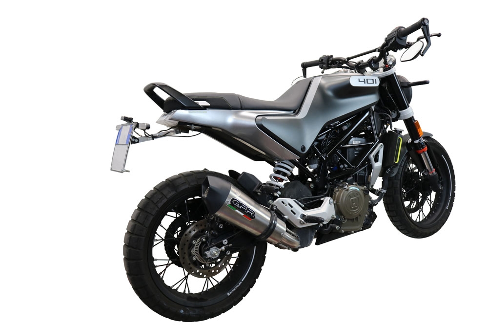 Exhaust compatible with Husqvarna Svartpilen 401 2020-2020, GP Evo4 Titanium, Homologated legal slip-on exhaust including removable db killer and link pipe 