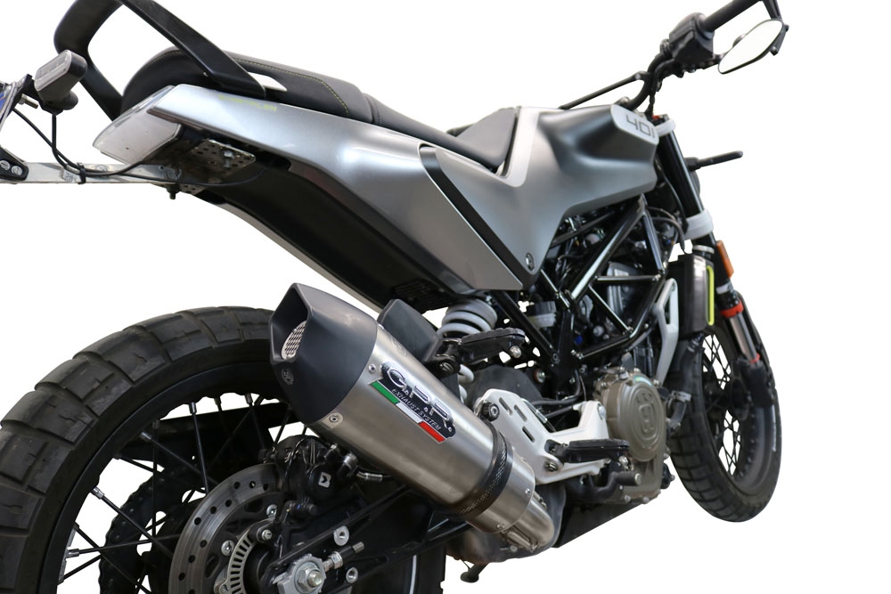 Exhaust compatible with Husqvarna Svartpilen 401 2020-2020, GP Evo4 Titanium, Homologated legal slip-on exhaust including removable db killer and link pipe 