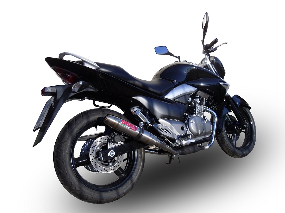 Exhaust compatible with Suzuki Gw 250 F Inazuma 2012-2017, Deeptone Inox, Dual Homologated legal slip-on exhaust including removable db killers and link pipes 
