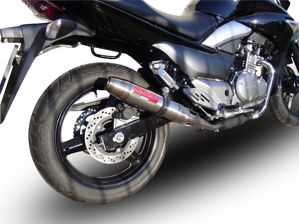 Exhaust compatible with Suzuki Gw 250 F Inazuma 2012-2017, Deeptone Inox, Dual Homologated legal slip-on exhaust including removable db killers and link pipes 
