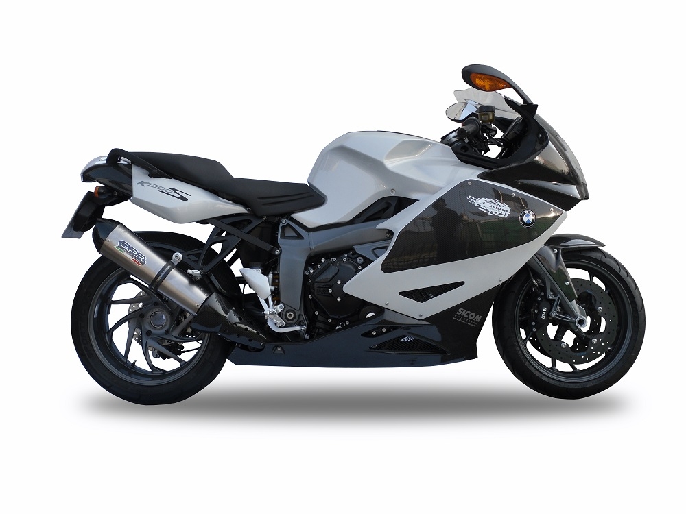Exhaust compatible with Bmw K 1300 S -R 2009-2014, Gpe Ann. titanium, Homologated legal slip-on exhaust including removable db killer, link pipe and catalyst 