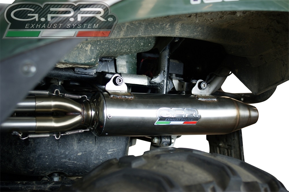 Exhaust compatible with Kawasaki KVF 750 2005-2011, Deeptone Atv, Homologated legal full system exhaust, including removable db killer 