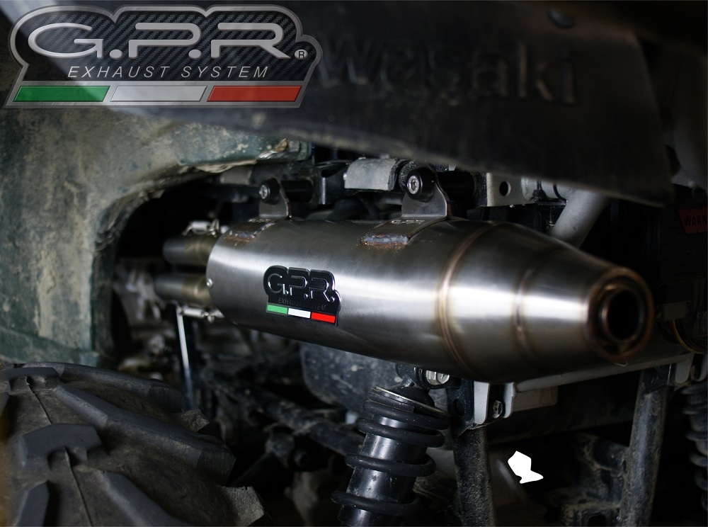 Exhaust compatible with Kawasaki KVF 750 2005-2011, Deeptone Atv, Homologated legal full system exhaust, including removable db killer 