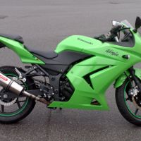 Exhaust compatible with Kawasaki Z250 2013-2016, Gpe Ann. titanium, Homologated legal slip-on exhaust including removable db killer and link pipe 