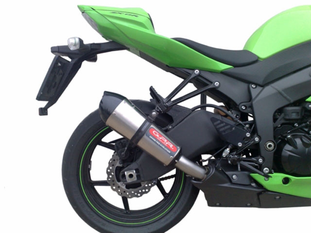 Exhaust compatible with Kawasaki ZX-6 R-RR 2009-2025, Gpe Ann. titanium, Homologated legal slip-on exhaust including removable db killer and link pipe 