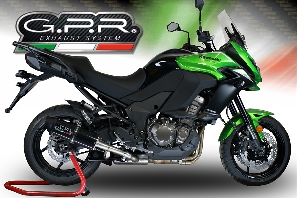 Exhaust compatible with Kawasaki Versys 1000 I.E. 2017-2018, Furore Evo4 Nero, Homologated legal slip-on exhaust including removable db killer and link pipe 