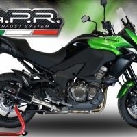 Exhaust compatible with Kawasaki Versys 1000 I.E. 2017-2018, Furore Evo4 Nero, Homologated legal slip-on exhaust including removable db killer and link pipe 