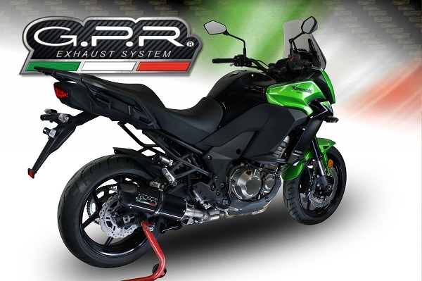 Exhaust compatible with Kawasaki Versys 1000 I.E. 2017-2018, Furore Evo4 Nero, Homologated legal slip-on exhaust including removable db killer and link pipe 