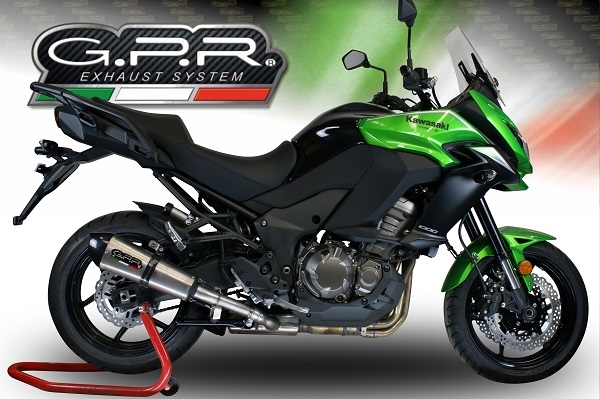 Exhaust compatible with Kawasaki Versys 1000 I.E. 2017-2018, GP Evo4 Titanium, Homologated legal slip-on exhaust including removable db killer and link pipe 
