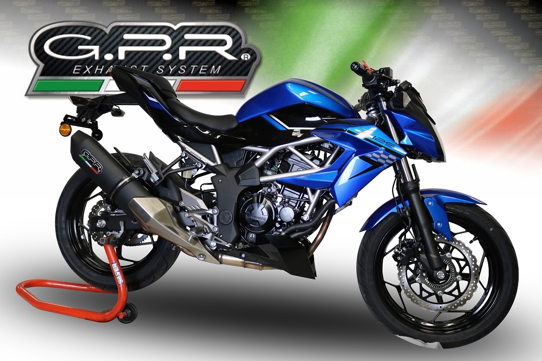 Exhaust compatible with Kawasaki Ninja 125 2019-2020, Furore Evo4 Nero, Homologated legal slip-on exhaust including removable db killer and link pipe 