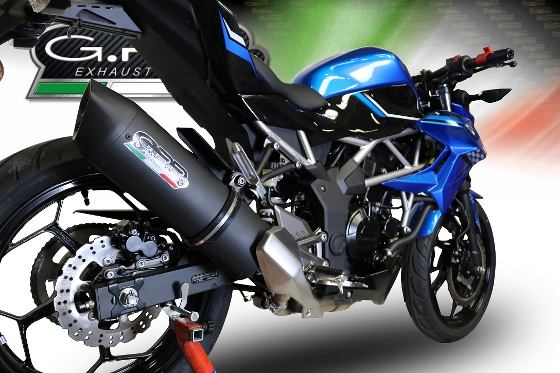 Exhaust compatible with Kawasaki Ninja 125 2019-2020, Furore Evo4 Nero, Homologated legal slip-on exhaust including removable db killer and link pipe 