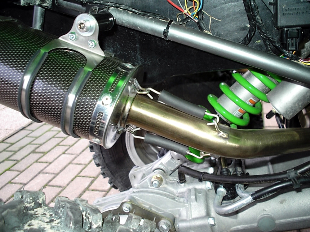 Exhaust compatible with Kawasaki Kfx 700 2004-2011, Deeptone Atv, Homologated legal full system exhaust including dual silencers and removable db killers 