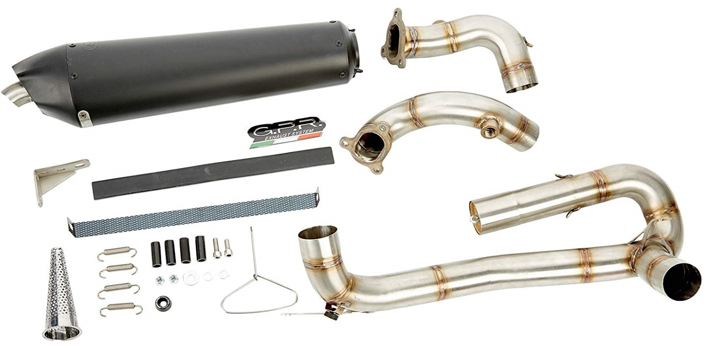 Exhaust compatible with Ktm Rc 8 R 2008-2014, Gpe Ann. Black titanium, Homologated legal full system exhaust, including removable db killer and catalyst 