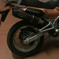Exhaust compatible with Kawasaki Kle 500 1991-2007, Furore Poppy, Homologated legal slip-on exhaust including removable db killer and link pipe 