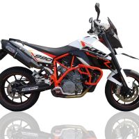 Exhaust compatible with Ktm LC8 Supermoto 950 2005-2008, Furore Nero, Dual Homologated legal bolt-on silencers including removable db killers 