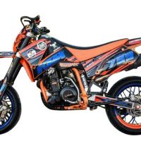 Exhaust compatible with Ktm Lc4 640 Enduro - Adventure - Supermoto 2003-2006, Furore Nero, Homologated legal slip-on exhaust including removable db killer and link pipe 