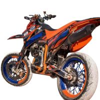 Exhaust compatible with Ktm Lc4 640 Enduro - Adventure - Supermoto 2003-2006, Furore Nero, Homologated legal slip-on exhaust including removable db killer and link pipe 