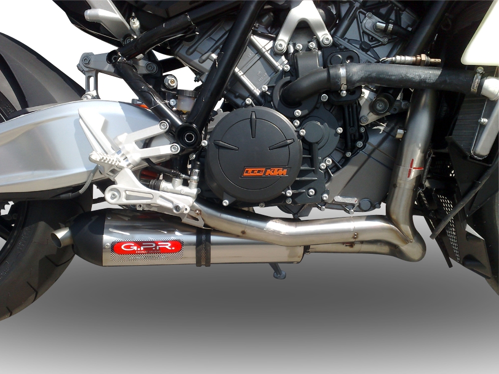 Exhaust compatible with Ktm Rc 8 R 2008-2014, Gpe Ann. titanium, Homologated legal full system exhaust, including removable db killer and catalyst 