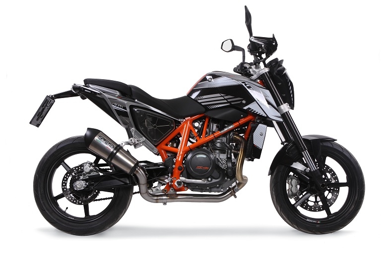 Exhaust compatible with Ktm Duke 690 2017-2020, GP Evo4 Titanium, Homologated legal slip-on exhaust including removable db killer and link pipe 