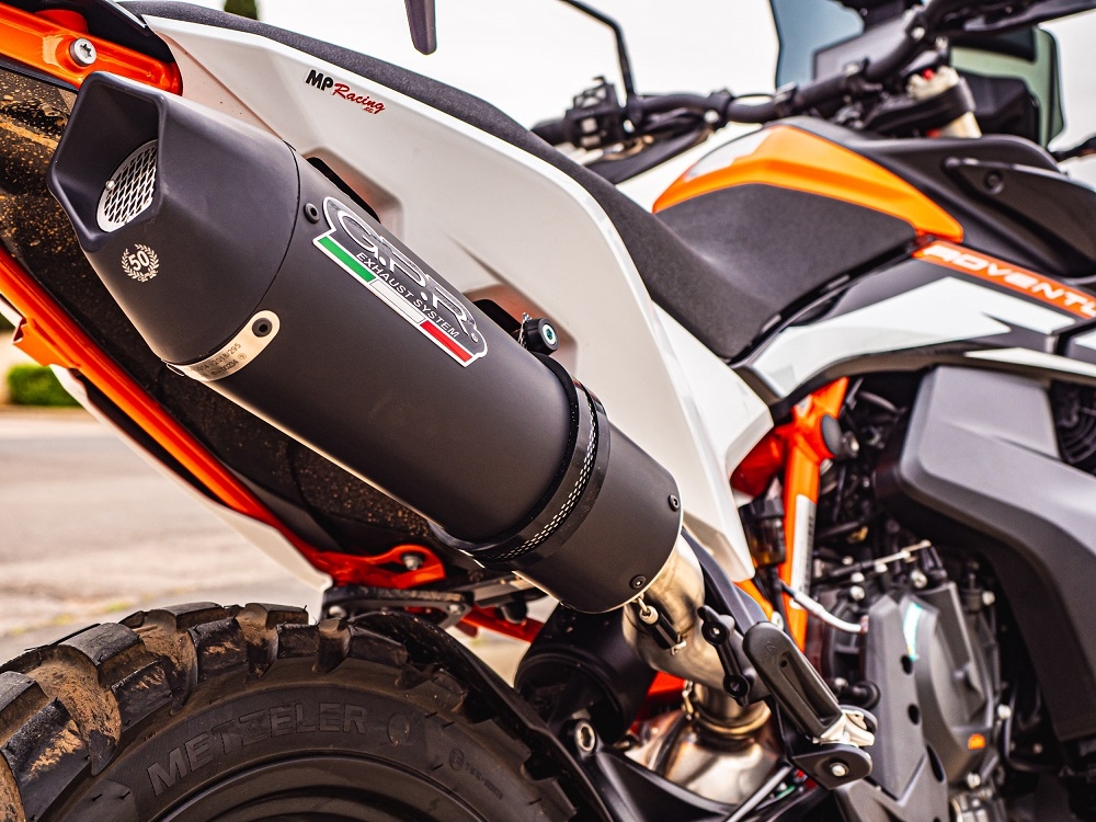 GPR exhaust compatible with  Ktm Adventure 890 2021-2024, GP Evo4 Black Titanium, Homologated legal slip-on exhaust including removable db killer and link pipe 