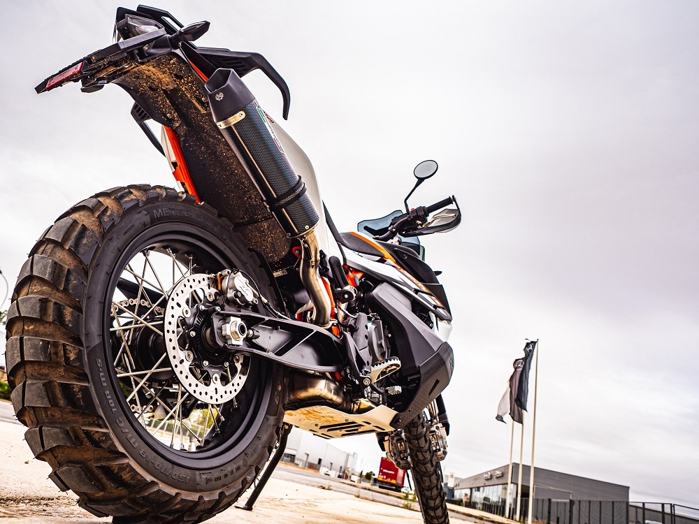 Exhaust compatible with Husqvarna Norden 901 2022-2024, GP Evo4 Poppy, Homologated legal slip-on exhaust including removable db killer and link pipe 