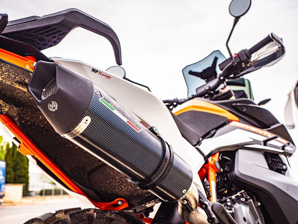 Exhaust compatible with Husqvarna Norden 901 2022-2024, GP Evo4 Poppy, Homologated legal slip-on exhaust including removable db killer and link pipe 