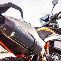 Exhaust compatible with Husqvarna Norden 901 2022-2024, GP Evo4 Poppy, Homologated legal slip-on exhaust including removable db killer and link pipe 
