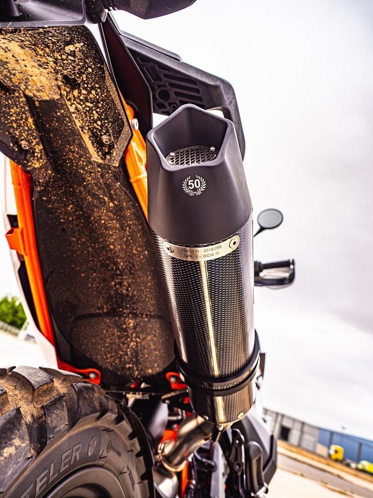 Exhaust compatible with Husqvarna Norden 901 2022-2024, GP Evo4 Poppy, Homologated legal slip-on exhaust including removable db killer and link pipe 