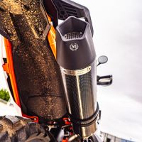 Exhaust compatible with Husqvarna Norden 901 2022-2024, GP Evo4 Poppy, Homologated legal slip-on exhaust including removable db killer and link pipe 