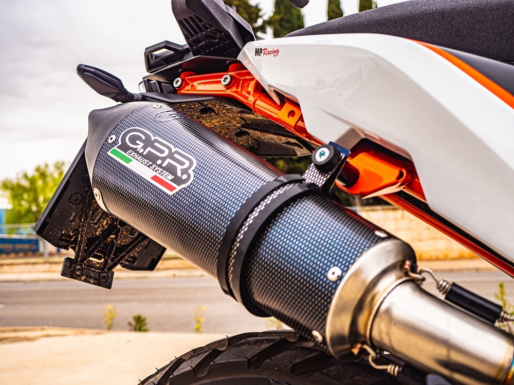 Exhaust compatible with Husqvarna Norden 901 2022-2024, GP Evo4 Poppy, Homologated legal slip-on exhaust including removable db killer and link pipe 