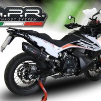 Exhaust compatible with Ktm Adventure 790 2025-2026, Furore Evo4 Nero, Homologated legal slip-on exhaust including removable db killer and link pipe 