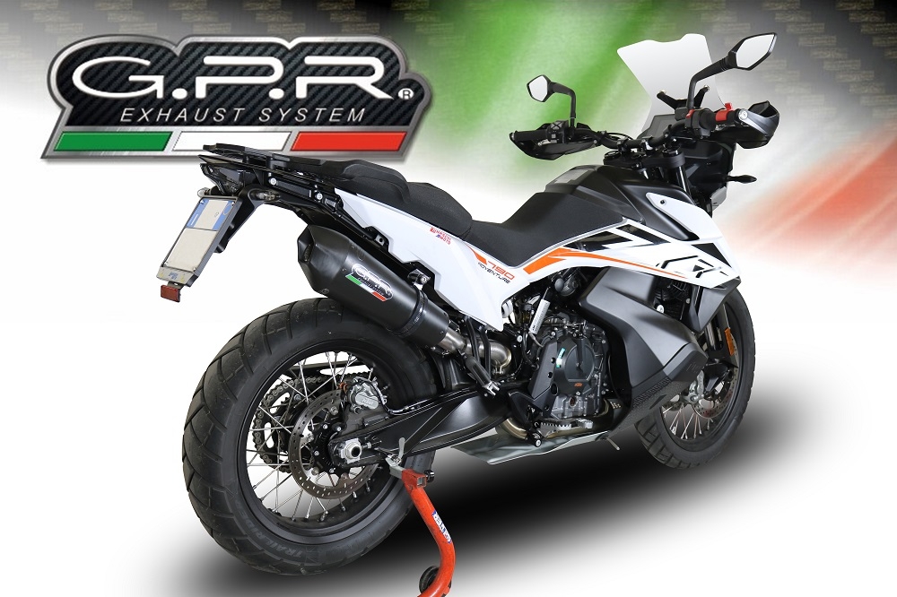 GPR exhaust compatible with  Ktm Adventure 790 2018-2020, GP Evo4 Black Titanium, Homologated legal slip-on exhaust including removable db killer and link pipe 