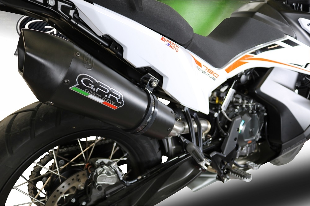 GPR exhaust compatible with  Ktm Adventure 790 2018-2020, GP Evo4 Black Titanium, Homologated legal slip-on exhaust including removable db killer and link pipe 
