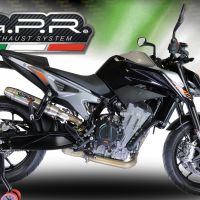 Exhaust compatible with Ktm Duke 790 2021-2024, Deeptone Inox, Homologated legal slip-on exhaust including removable db killer and link pipe 