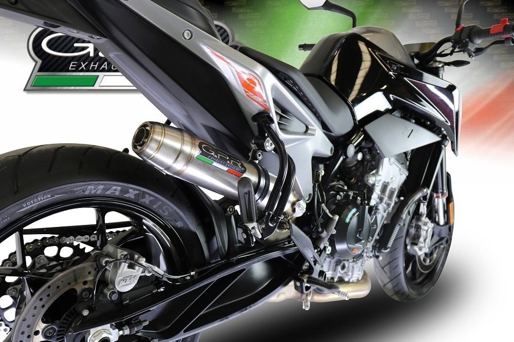 Exhaust compatible with Ktm Duke 790 2021-2024, Deeptone Inox, Homologated legal slip-on exhaust including removable db killer and link pipe 