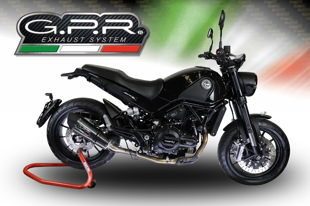 Exhaust compatible with Benelli Leoncino 500 Trail 2017-2024, Gpe Ann. Poppy, Homologated legal slip-on exhaust including removable db killer and link pipe 