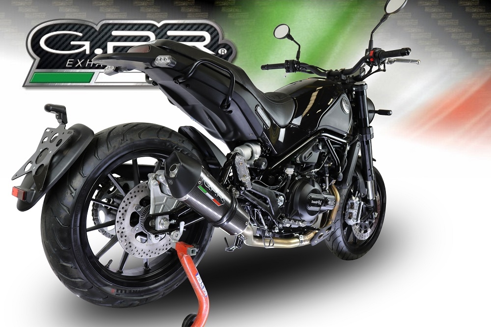 Exhaust compatible with Benelli Leoncino 500 Trail 2017-2024, Gpe Ann. Poppy, Homologated legal slip-on exhaust including removable db killer and link pipe 