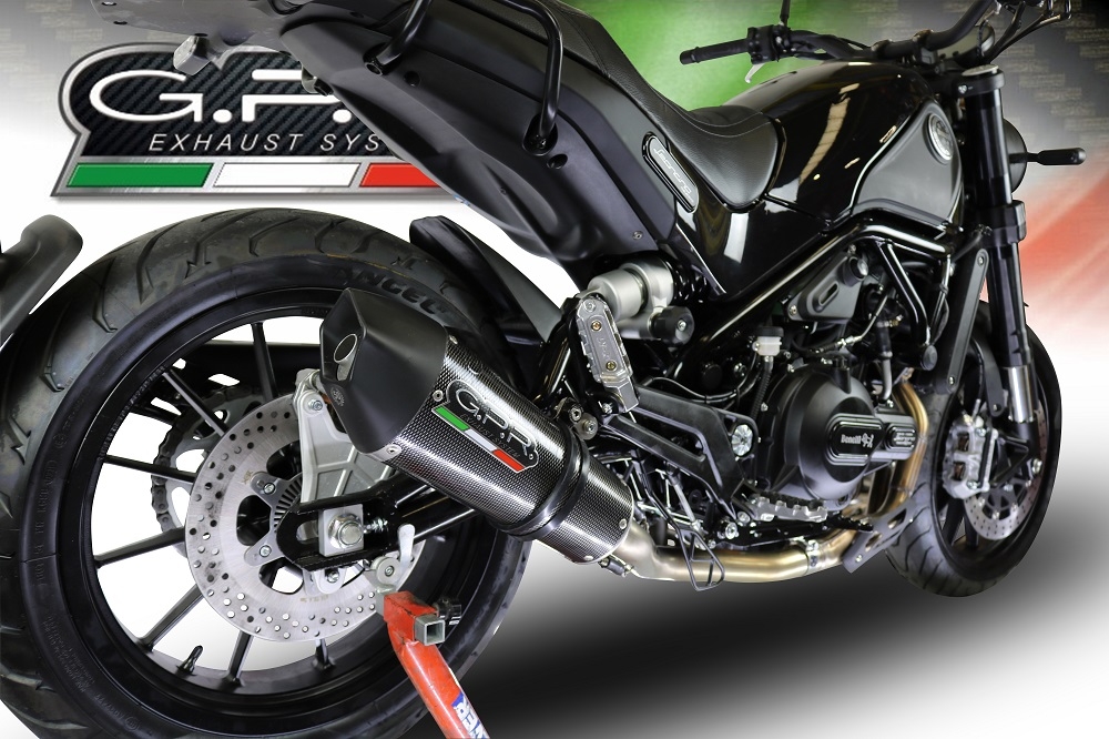 Exhaust compatible with Benelli Leoncino 500 Trail 2017-2024, Gpe Ann. Poppy, Homologated legal slip-on exhaust including removable db killer and link pipe 