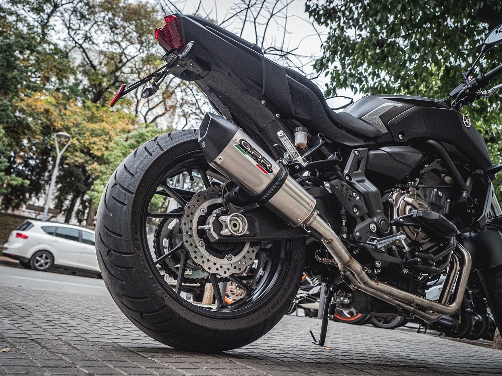 Exhaust compatible with Yamaha Mt-07 2017-2020, GP Evo4 Titanium, Homologated legal full system exhaust, including removable db killer and catalyst 