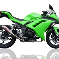 Exhaust compatible with Kawasaki Ninja 300 R 2012-2017, Powercone Evo, Homologated legal slip-on exhaust including removable db killer and link pipe 