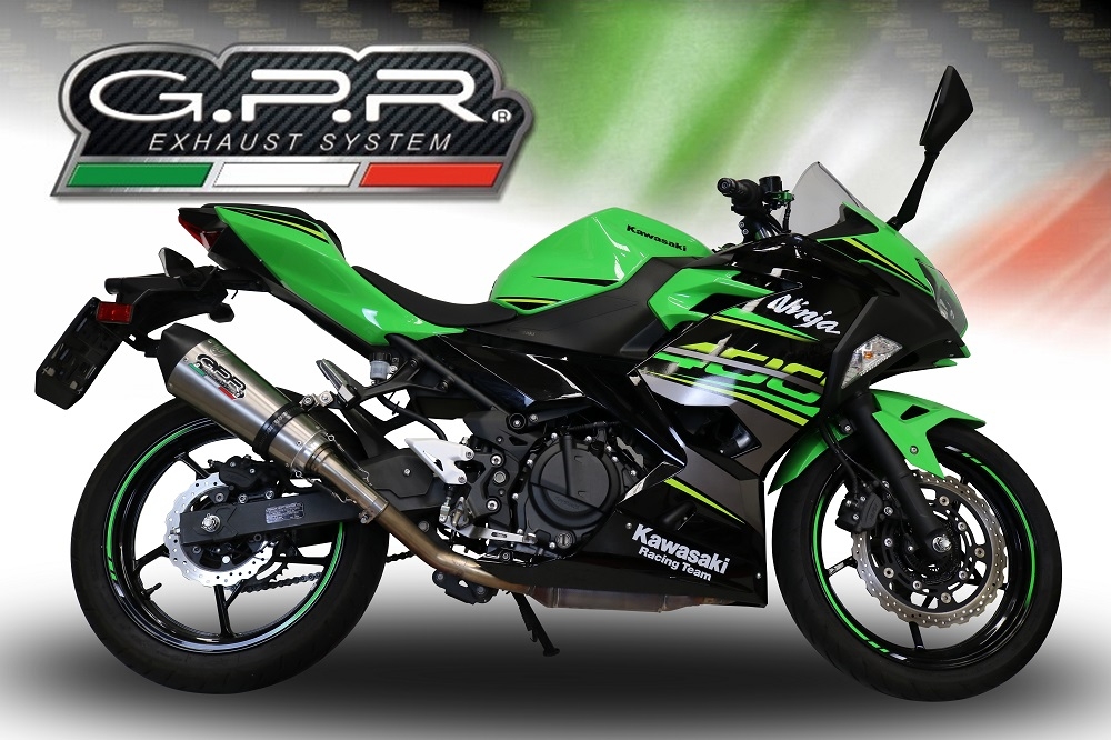 Exhaust compatible with Kawasaki Ninja 400 2018-2022, GP Evo4 Titanium, Homologated legal slip-on exhaust including removable db killer and link pipe 