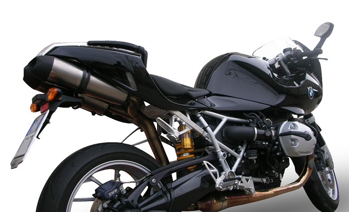 Exhaust compatible with Bmw R 1200 S 2006-2008, Gpe Ann. titanium, Dual Homologated legal slip-on exhaust including removable db killers and link pipes 