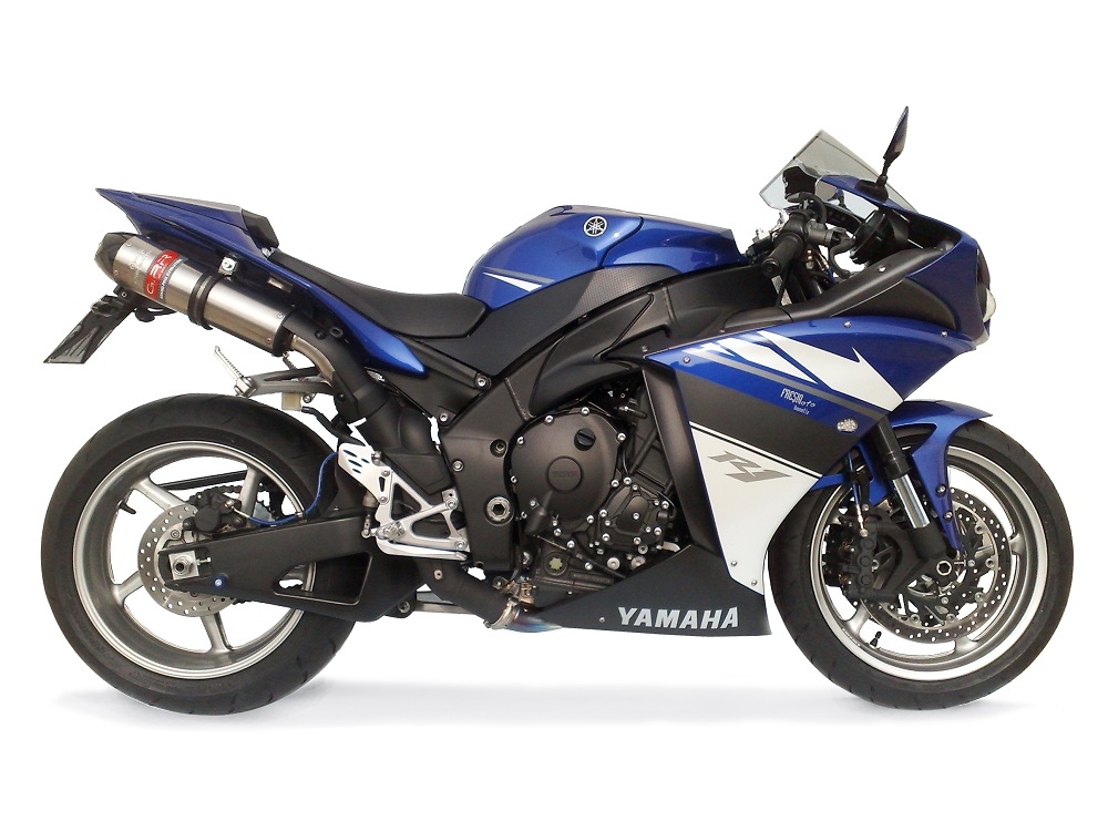 Exhaust compatible with Yamaha Yzf 1000 R1 2009-2014, Gpe Ann. titanium, Dual Homologated legal slip-on exhaust including removable db killers and link pipes 
