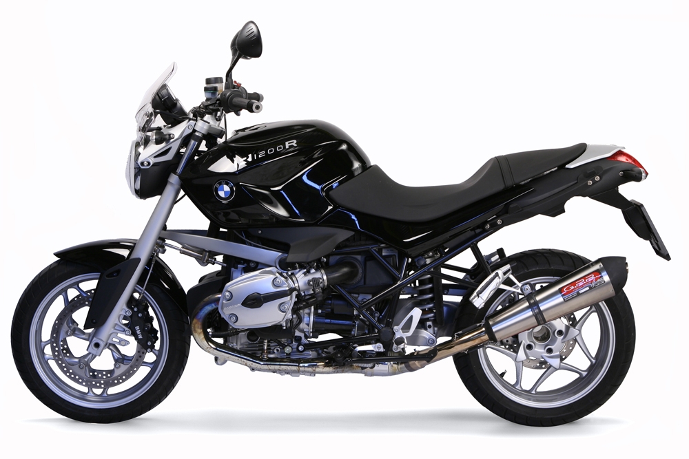 Exhaust compatible with Bmw R 1200 R 2006-2010, Gpe Ann. titanium, Homologated legal slip-on exhaust including removable db killer and link pipe 