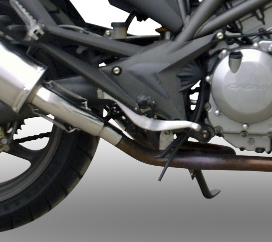 Exhaust compatible with Cagiva Raptor 650 2001-2005, Trioval, Dual Homologated legal slip-on exhaust including removable db killers and link pipes 