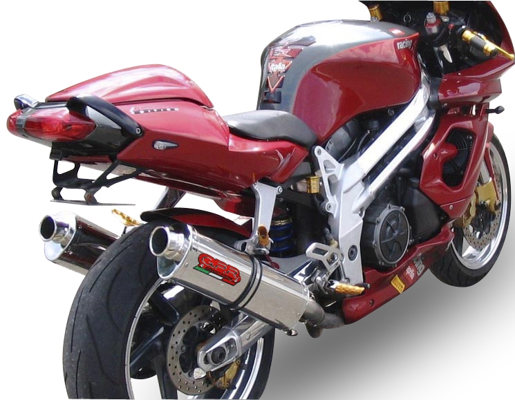 Exhaust compatible with Aprilia Rsv 1000 R Factory 2004-2005, Trioval, Dual Homologated legal slip-on exhaust including removable db killers and link pipes 