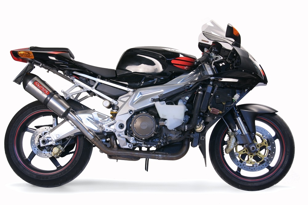 Exhaust compatible with Aprilia Rsv 1000 R Factory 2006-2010, Gpe Ann. titanium, Dual Homologated legal slip-on exhaust including removable db killers and link pipes 