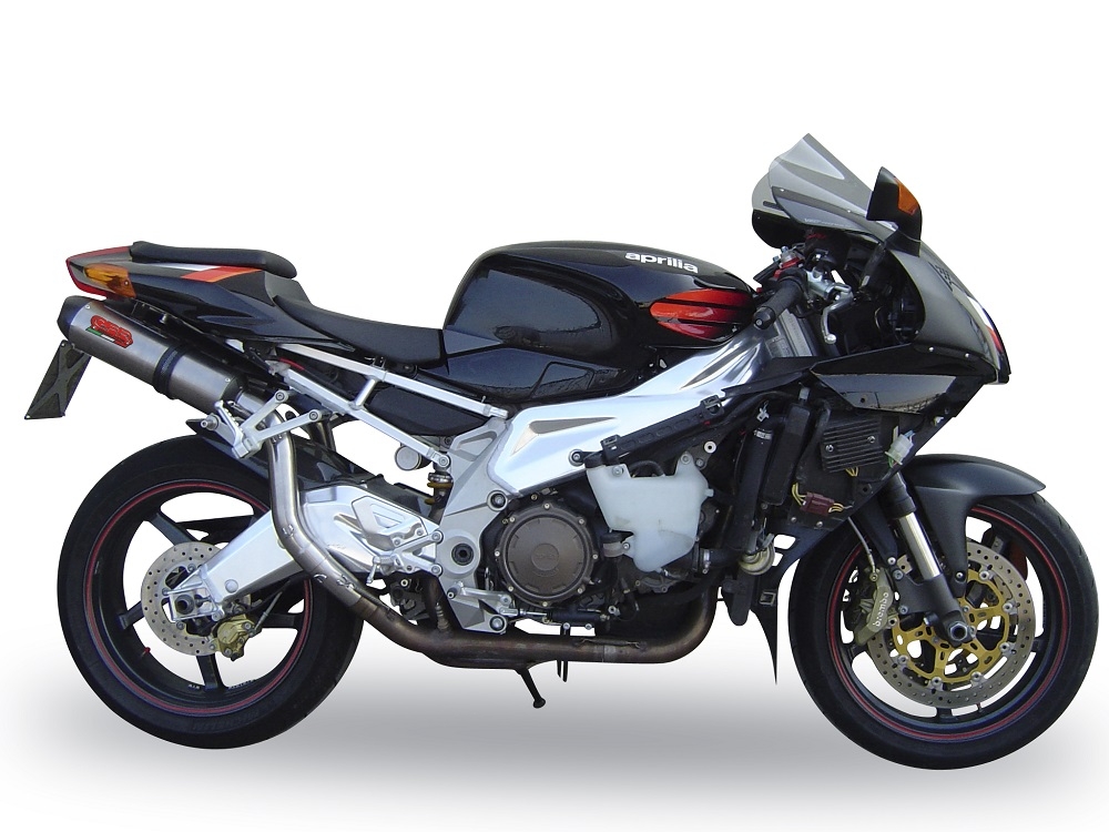 Exhaust compatible with Aprilia Tuono R 1000 Factory 2006-2010, Gpe Ann. titanium, Dual Homologated legal slip-on exhaust including removable db killers, link pipes and catalysts 