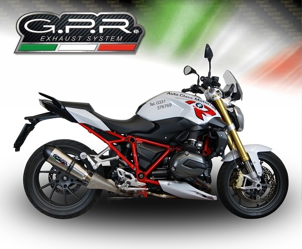 Exhaust compatible with Bmw R 1200 R 2015 Lc 2015-2016, Gpe Ann. titanium, Homologated legal slip-on exhaust including removable db killer and link pipe 